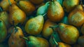 A bunch of pears are piled up in a pile Royalty Free Stock Photo