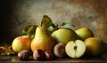 A bunch of pears and some nuts Royalty Free Stock Photo