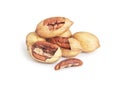 A bunch of pecans on a white background Royalty Free Stock Photo