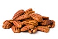 A bunch of peeled pecans on a white, isolated.