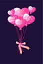 Bunch pink heart-shaped balloons for Valentine's Day.