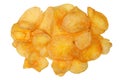 A bunch of potato chips with bacon flavor. Isolated