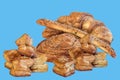 Bunch Of Puff Croissant Pastry Isolated On Blue Background Royalty Free Stock Photo