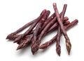 Bunch of purple asparagus isolated on white Royalty Free Stock Photo