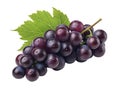 Bunch of Purple grape isolated on white background, Kyoho Grape with leaves Royalty Free Stock Photo