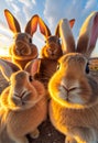 A bunch of rabbits take a selfie. AI Generated Royalty Free Stock Photo