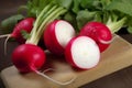 A bunch of radishes with leaves. AI Generated