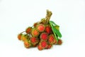 Bunch of rambutans on the white background.