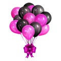 Bunch of realistic black and pink helium balloons