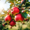 Bunch of Red Apples Hanging From Tree