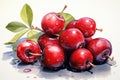 A bunch of red cherries on a white background with water drops Generative AI Generative AI Royalty Free Stock Photo