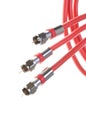 Bunch of red coaxial cables with connectors Royalty Free Stock Photo