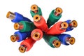 Bunch of red green blue audio video RCA connectors Royalty Free Stock Photo