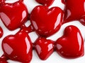 A bunch of red hearts that are dripping down on a white surface Royalty Free Stock Photo