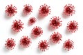 Bunch of red viruses are shown in a row Royalty Free Stock Photo