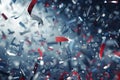 Red and White Confetti Fluttering in the Air. Generative AI