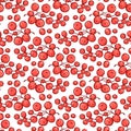 Bunch redcurrant berries seamless pattern. Vector background fruits for design label of jam, juice packaging or printing Royalty Free Stock Photo