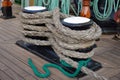 A bunch of rigging ropes