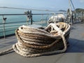 A bunch of rigging ropes