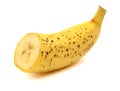 A bunch of three ripe bananas. Close-up. White isolated background. Royalty Free Stock Photo