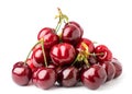 Bunch of ripe cherries on a white isolated. Royalty Free Stock Photo