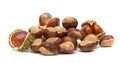 Bunch of ripe chestnuts closeup Royalty Free Stock Photo