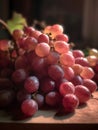 Bunch of ripe juicy grapes on branch in vineyard