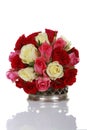 Bunch of roses in a silver vase Royalty Free Stock Photo