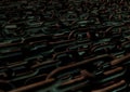 Bunch of rusted chains in moody lighting create grunge texture a