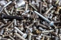 A bunch of screws, different sizes and diameters Royalty Free Stock Photo