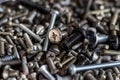 A bunch of screws, different sizes and diameters Royalty Free Stock Photo