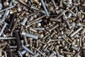 A bunch of screws, different sizes and diameters Royalty Free Stock Photo