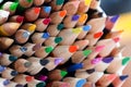 Bunch of sharpened colored pencils. Royalty Free Stock Photo