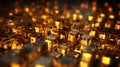 A bunch of shiny cubes in a dark room. Generative AI image.