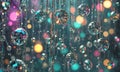 bunch shiny diamonds hanging from ceiling
