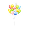 Bunch of shiny flying helium of colorful balloons vector illustration on white background