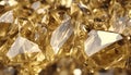 A scattered collection of sparkling gold diamonds. AI Generated