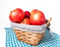 A bunch of shiny, red apples in a basket, Royalty Free Stock Photo