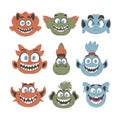 A bunch of silly and entertaining monster expressions. Cartoon style