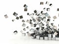 A bunch of silver cubes falling down Royalty Free Stock Photo