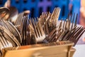 .A bunch of silver forks ware Royalty Free Stock Photo