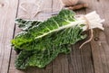 Bunch of silverbeet on a rustic wooden background