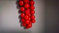 A Bunch Of Small Cherry Tomatoes Against A Gray Wall Background. Stylized Photo Under The Oil Painting In Selective Focus Royalty Free Stock Photo