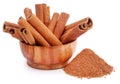 Fresh aromatic cinnamon with powder spice