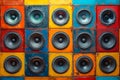 A bunch of speakers sitting on top of each other. Generative AI Royalty Free Stock Photo