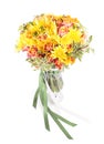 Bunch of spring flowers in a vase isolated on white Royalty Free Stock Photo