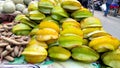 A bunch of star fruit or carambola to sell in local market.