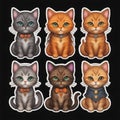 A bunch of stickers of cats with different colored eyes. Royalty Free Stock Photo