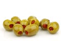 Bunch of stuffed green olives Royalty Free Stock Photo