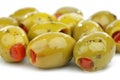 Bunch of stuffed green olives Royalty Free Stock Photo